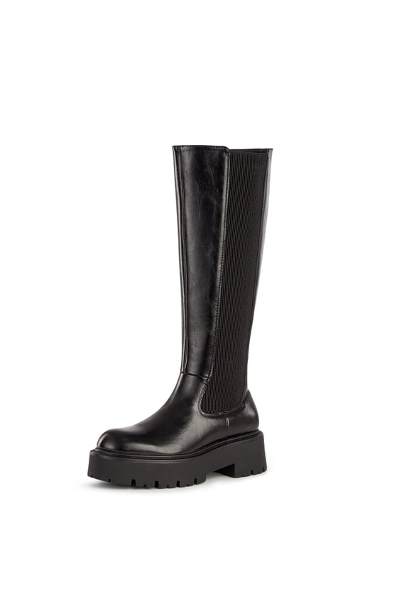 Women's Knee High Boot Comfortable Platform Lug Sole Round Toe Side Zipper Fashion Dress Boots