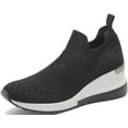 thumbnail image 1 of Yolanda Zula Black Wedge Sneakers for Women Slip on Knit Mesh Shoes Breathable Sock Shoes, 1 of 8