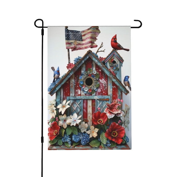 Yolandalse Graden Flag Patriotic Gathering Spring Birdhouse Floral Garden Flag Double Sided, Welcome Fall House Yard Flag, Garden Yard Decorations, Seasonal Outdoor Flag 12 x 18 Inch