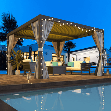 Yoleny 10'×10' Outdoor Louvered Pergola with Adjustable Aluminum Rainproof Roof, Dark Gray