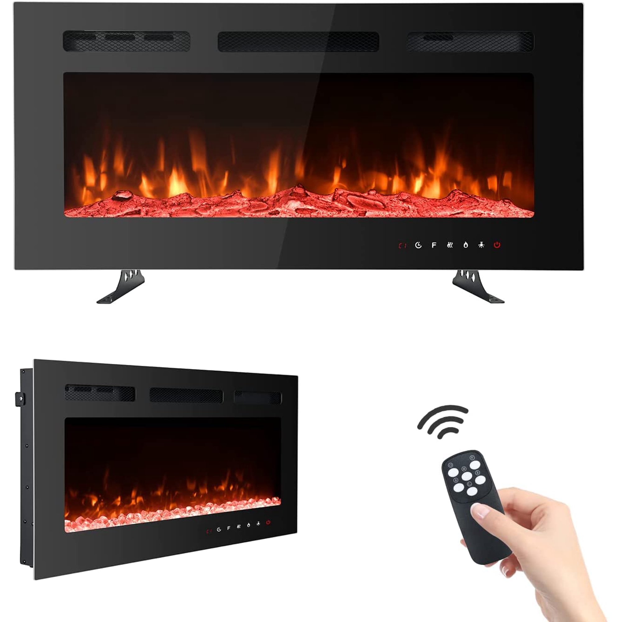 Yoleny 36 inch Electric Fireplace with Free Standing,Wall Mounted Fireplace  Insert Heater with Touch Screen Control Panel ,Recessed Electric  Fireplace,12 Color LED Flamer, 750/1500W - Walmart.com