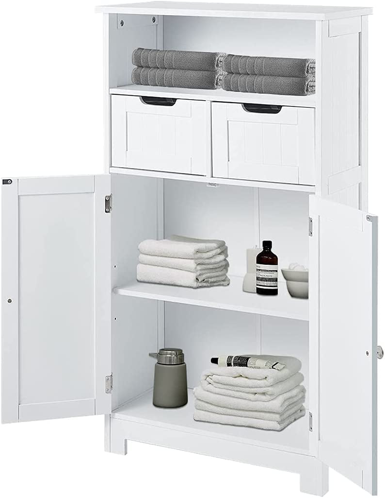 Yoleny Bathroom Storage Floor Cupboard, Wood Linen