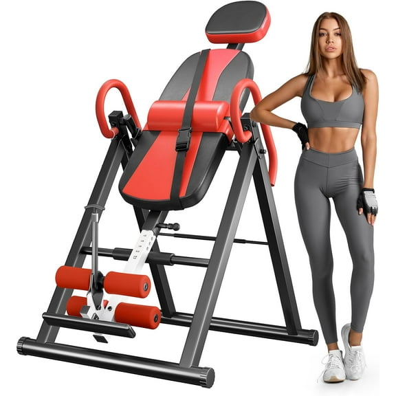 Yoleo Inversion Table for Back Pain Relief Adjustable Protective Belt‎ Red02