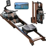 Yoleofit Foldable Water Rowing Machine - 350LB Capacity Wooden Frame