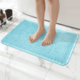 thumbnail image 1 of Yolife Non-Slip Grass Bath Mat with Strong Suction Cups, 25.6"x13.4" Quick-Drain Shower Floor Mat for Foot Scrubbing & Massage, Light Blue, 1 of 8