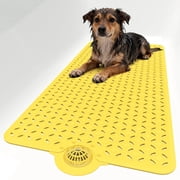 Yolife Non-Slip TPE Bathtub Mat with Hair Catcher, 39" x 17" Shower Mat for Inside Tub   Large Drain Holes, Machine Washabl,Yellow