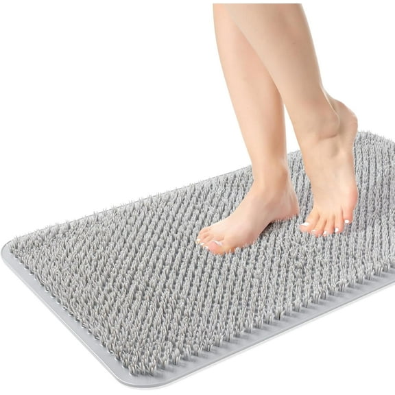 Yolife Shower Foot Scrubber Mat, Anti-Slip Bath Mat with Cleansing Bristles & Strong Suction Cups, 27.5" x 15.7"