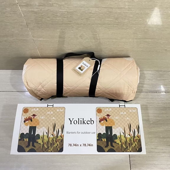 Yolikeb Blankets for outdoor use,Waterproof Picnic Blanket Portable with Carry Strap for Beach Mat or Family Outdoor Camping Party, Park Blanket for Grass Park, Hiking, Travel, Concerts - 78.74in x