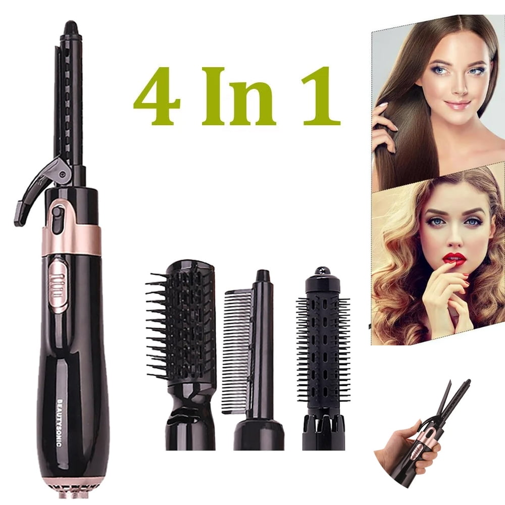 Yolispa Hair Dryer Brush,4 in 1 Hot Air Brush for Straightening/Curling/Drying,for Women Hair Dryer Styler and Volumizer Hair Curler Straightener Blow with Comb,Detachable Design for Travel Salon