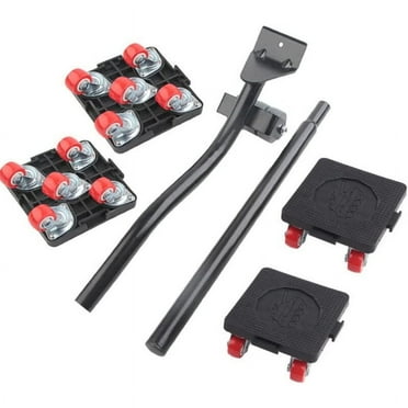 Yolispa Heavy Duty Furniture Lifter Movers Dolly Wheel Roller Bar Hand Tools Set with 360° Rotation 5 Wheels Small Flat Dolly, 880 Lbs Capacity, Black
