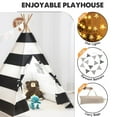 thumbnail image 1 of Yolispa Kids Teepee, Kid Play Tent with String Lights and Banner, Portable Canvas Playhouse for Indoor Outdoor,  Childrens Tent Foldable Play Tent Toys (Black & White Stripe), 1 of 10