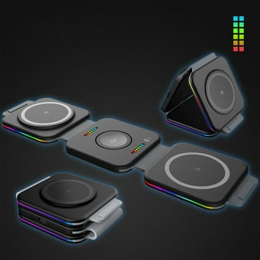 Magnetic Wireless Charger, 3 in 1 Charging Station for Apple Devices, Foldable Mag-Safe Charger Stand for iPhone 14 13 12 Pro/Pro Max/Plus/Mini, AirPods 2/3/Pro, iWatch Ultra 8/7/SE/6/5/4/3/2