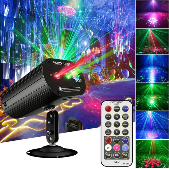 Party Lights Dj Disco Lights, Strobe Stage Light Sound Activated Laser Llights Projector with Remote Control for Parties Bar Birthday Wedding Holiday Event Live Show Xmas Decorations Lights