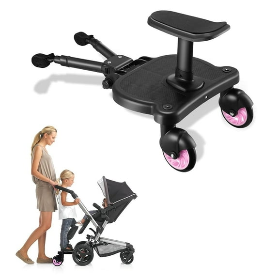 Yolispa Universal Kids Stroller Board with Detachable Seat Ride Board Standing Platform, Glider Board Fits Most of Pushchair & Buggies,Rider Holds Children up to 55lbs