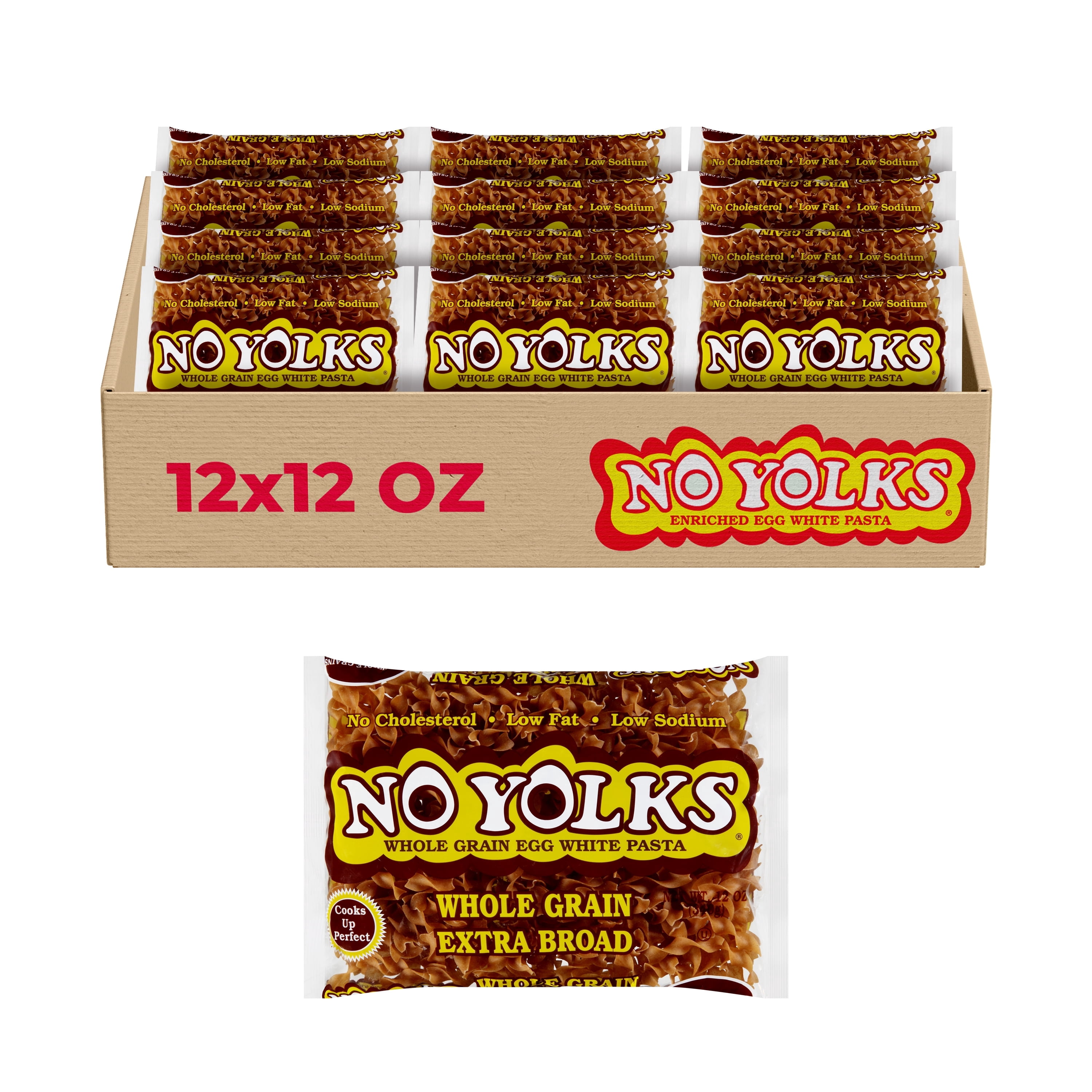 No Yolks Extra Broad Noodle Pasta (12-Pack, 12 oz Each) – Light, Fluffy & Perfect for Comfort Meals – These cholesterol-free noodles cook up smooth and firm, making them ideal for hearty casseroles,