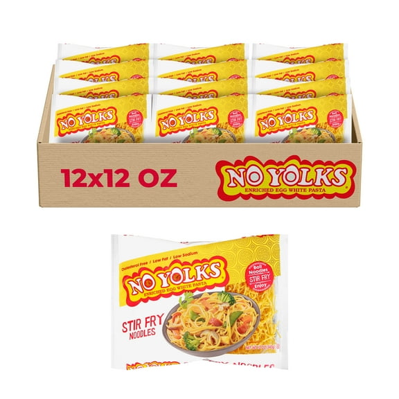 No Yolks Stir Fry Noodle Pasta (12-Pack, 12 oz Each) – Light, Delicious & Perfect for Stir-Fries – These cholesterol-free noodles cook up tender yet firm, making them ideal for Asian-inspired dishes,