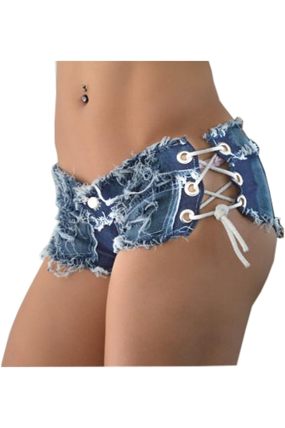 Yollmart Women Sexy Cut Off Low Waist Denim Jeans Shorts Mini Hot Pants