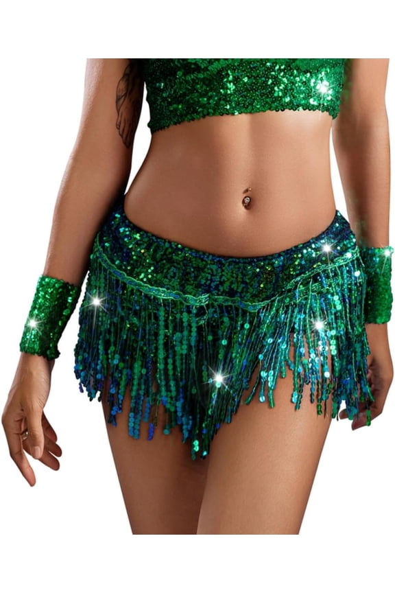 Women's Sequins Tassel Skirts Shorts Booty Dance Festival Bottoms