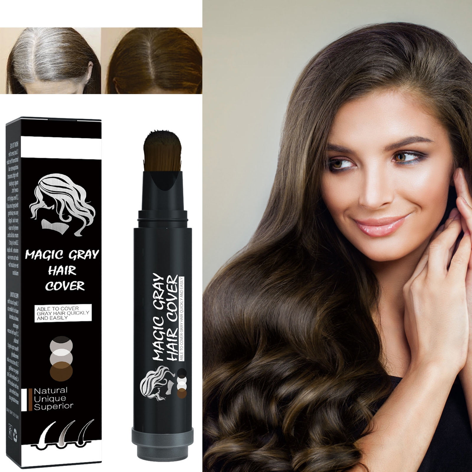 Yolmart Disposable Natural Pigment Hair Dye Can Quickly Supplement Local Hairline Temporarily Whiten Hair And Cover Pens With 3 Colors Can Hide And Hair Loss