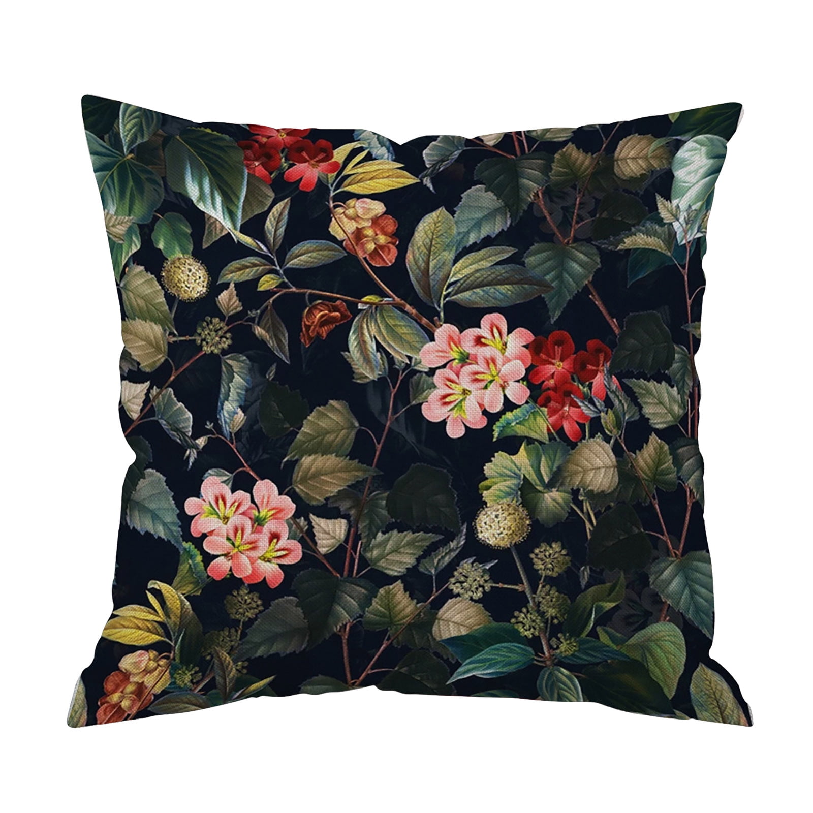 Yolmart Linen Pillow Case Vintage Flower Cushion Night Rose Print