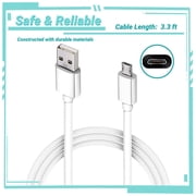 Yolmary 3.3ft White Micro USB 2.0 Charging Sync Cable Compatible with Blackberry/Nokia/Pantech/Palm/Sanyo/Select, Imprint, Optimus, Lyric, Smartphone Mobile Cell Phone