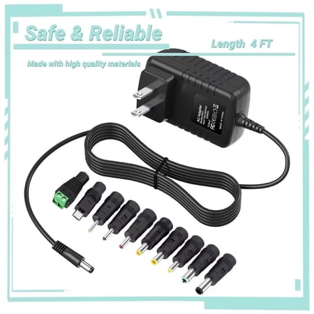 Yolmary 5V 2A Power Supply Adapter 10W AC100-240V to DC 5V 2A Versatile Charger Cord with 10 Plugs