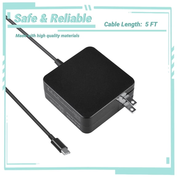 Yolmary 65W AC Charger Power USB-C Cable Compatible with Hero 5 OnePlus 5 3T 2 Nintendo Switch