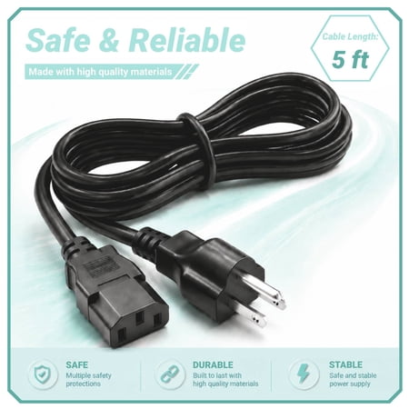 Yolmary AC Power Cord Cable (5ft) Compatible with Blackmagic Design ATEM Television Studio HD SWATEMTVSTU