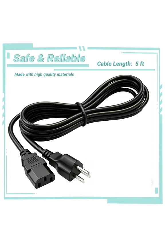 AC Power Cord Cable (5ft) Compatible with Dell Alienware AW2721D 27" PC gaming monitor