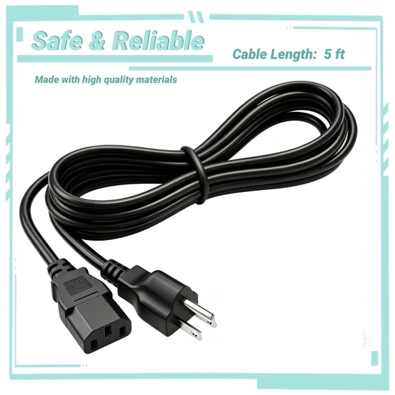 Yolmary AC Power Cord Cable Plug (5ft) Compatible with HP LaserJet Tank 2504dw Printer Mains Lead
