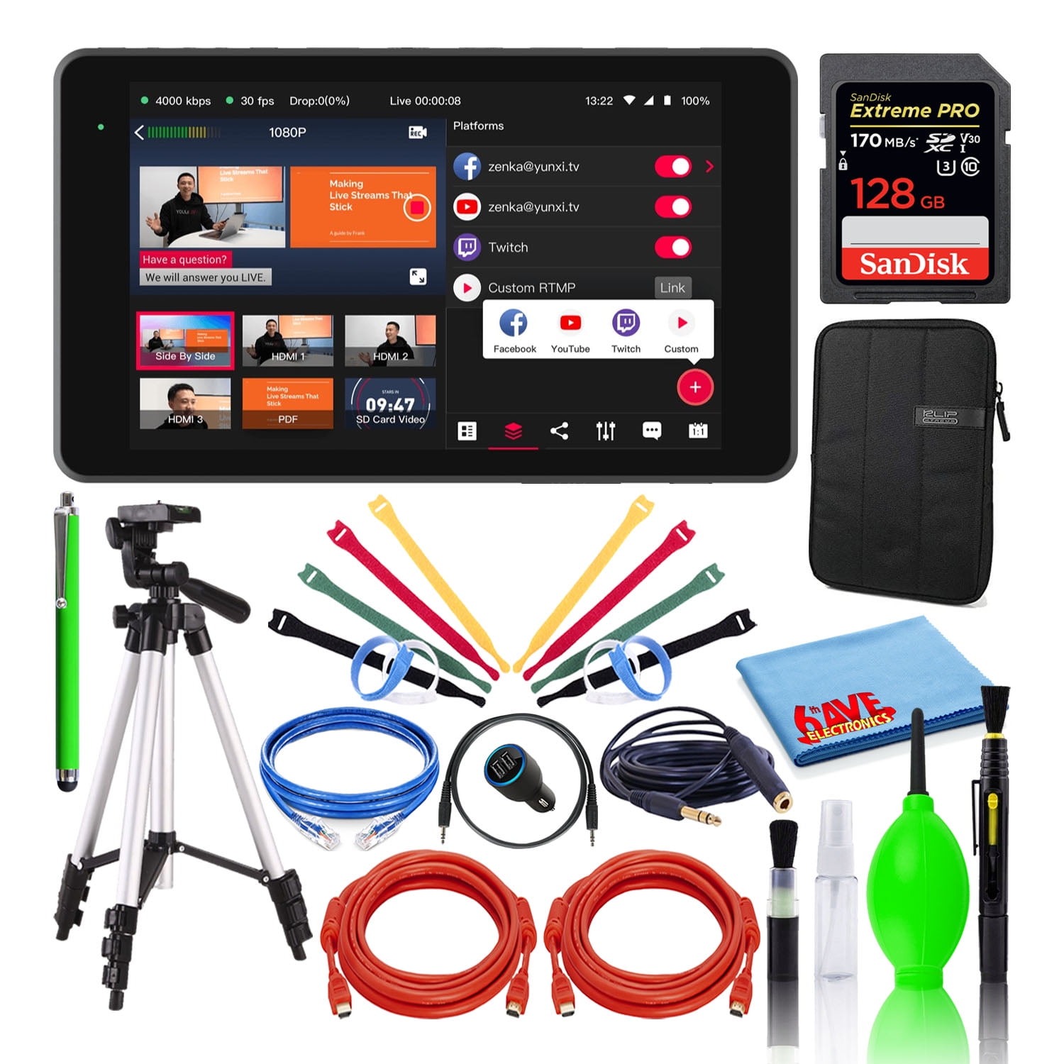 YoloLiv YoloBox Pro Portable Live Streaming Studio w/ SanDisk 128GB PRO SD Card
