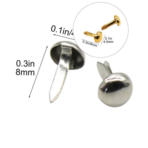Yoloke 100 Pcs Mini Paper Fasteners | Copper Plated Round Clasps | For Scrapbooking, DIY, Art Crafts | Studded Design | Durable & Easy to Use