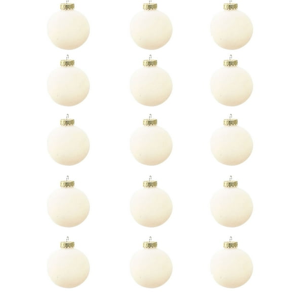 Yoloke 15-Piece Velvet Flocked Christmas Tree Ornaments - 314 Inch Brown Plastic Balls with Metal Buckle for Xmas Decor - Classic Decorative Hanging Balls for Trees, Doors, and Walls