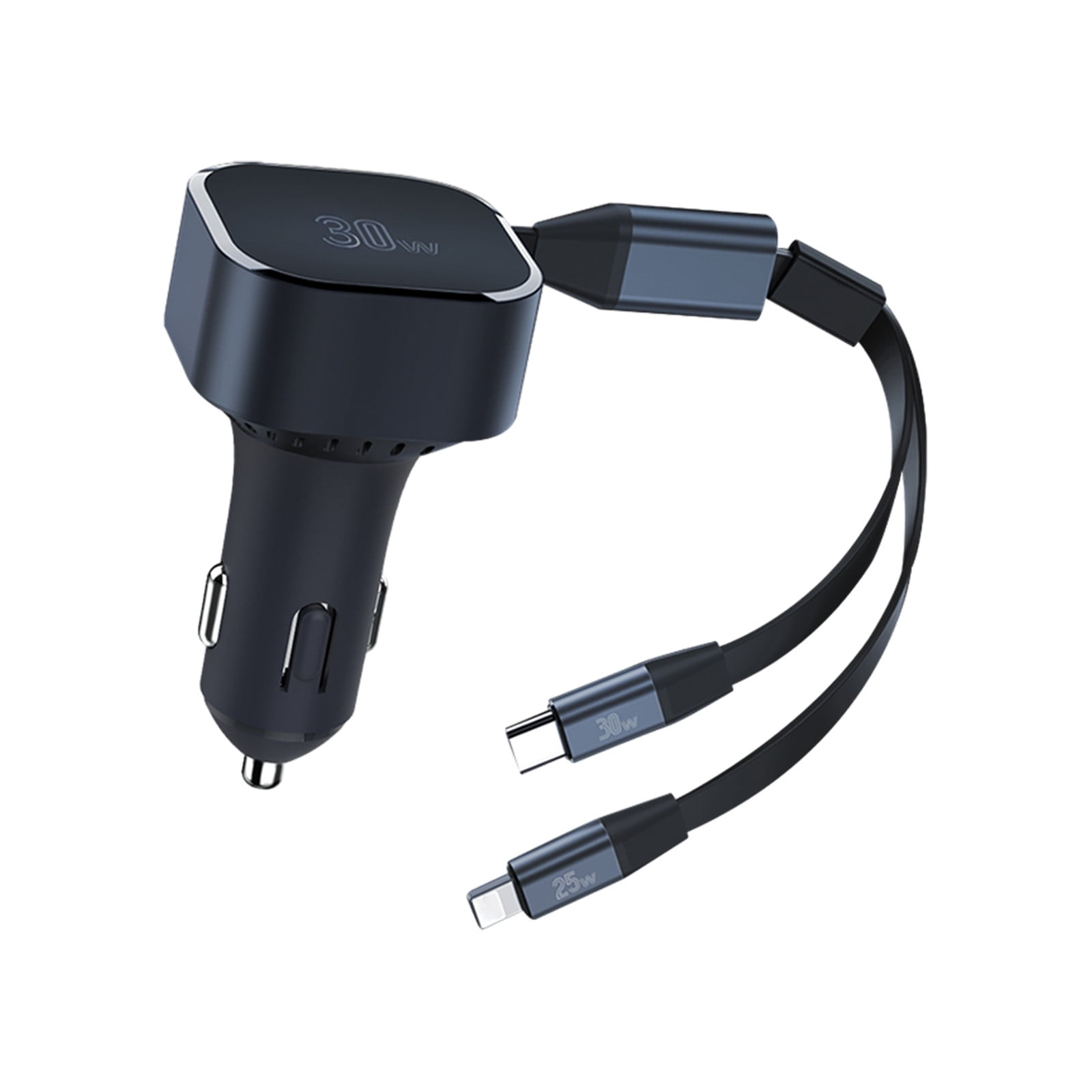Yoloke 30W HighPower Car Charger with Dual Head Fast Charging Cable, Stable Smart Chipset, and