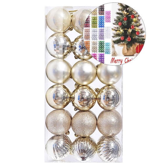 Yoloke 36Pcs 1.2 Inch Christmas Balls Ornaments for Xmas Christmas Tree, Plastic Christmas Balls Ornaments, Mini Shatterproof Christmas Tree Hanging Ball Kit for Christmas Tree, Wedding, Party