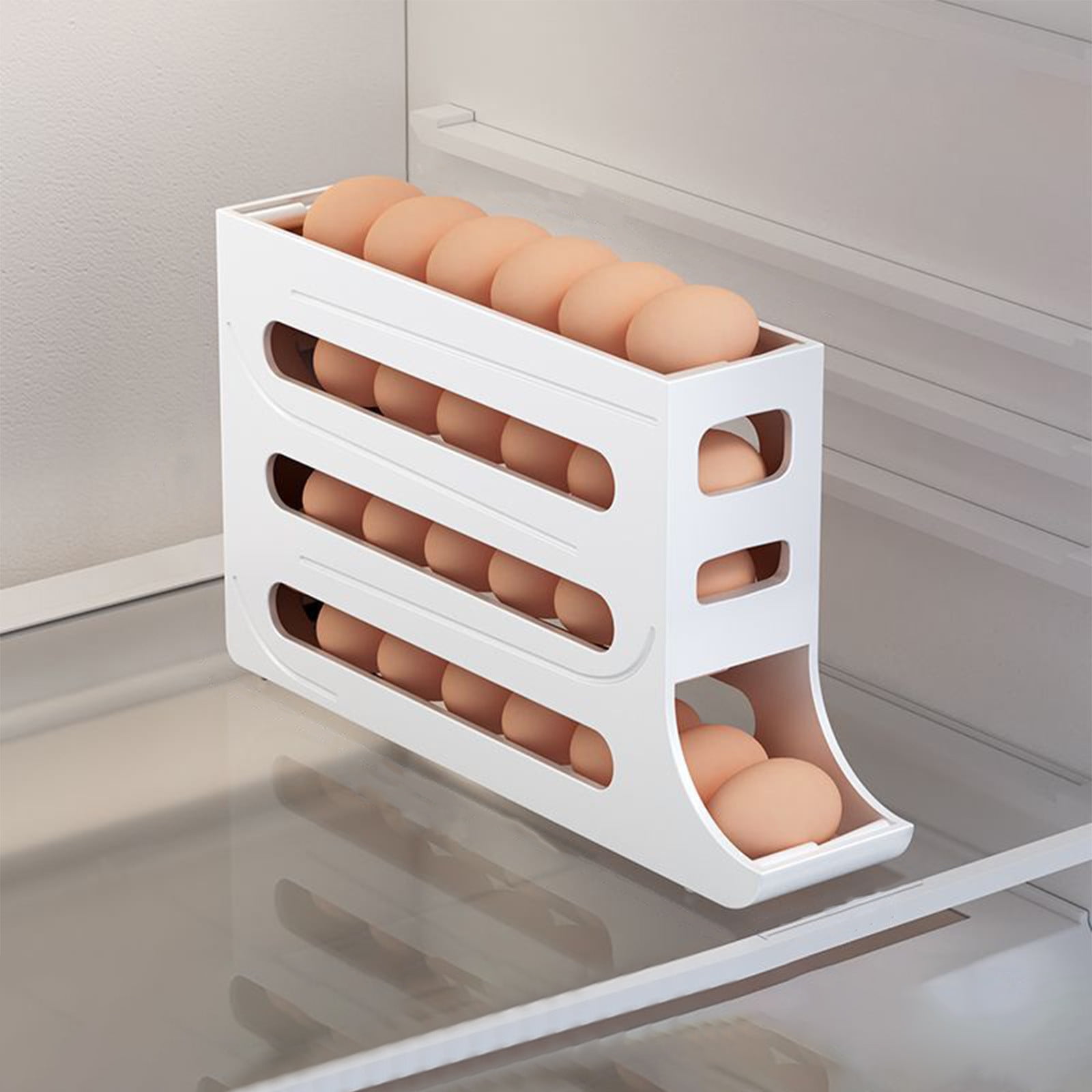 Yoloke 4 Tiers Egg Holder for Fridge，Egg Holder for Fridge, Eggs