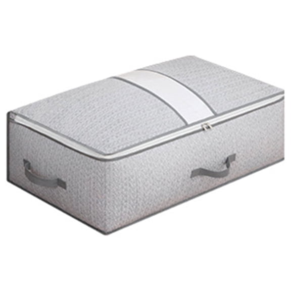 Yoloke 45L Gray Foldable Underbed Storage Bag with Clear Window, Breathable for Clothes, Bedding & More, Handles Included