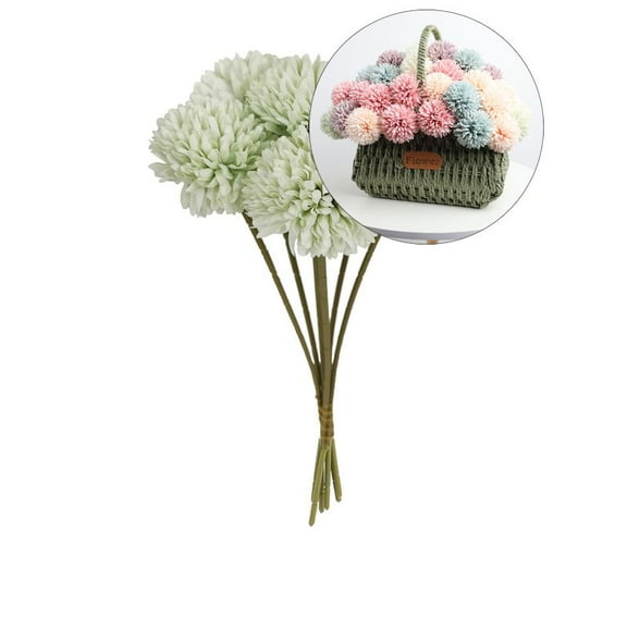 Yoloke 6 Pcs Fake Flowers Artificial Chrysanthemum Ball Silk Flowers Silk Flowers for Mother's Day Easter Home Kitchen Wedding Decorations(Green)