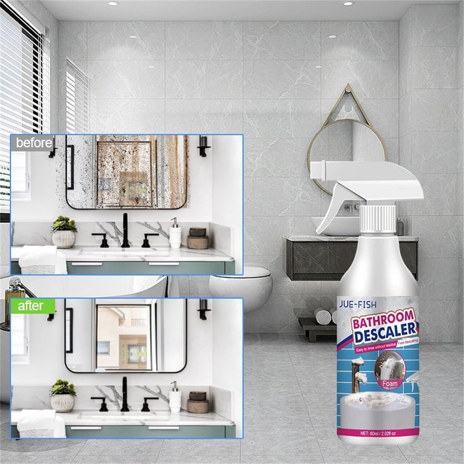 Yoloke 60ml Bathroom Sink and Shower Glass Cleaner – Powerful Limescale ...