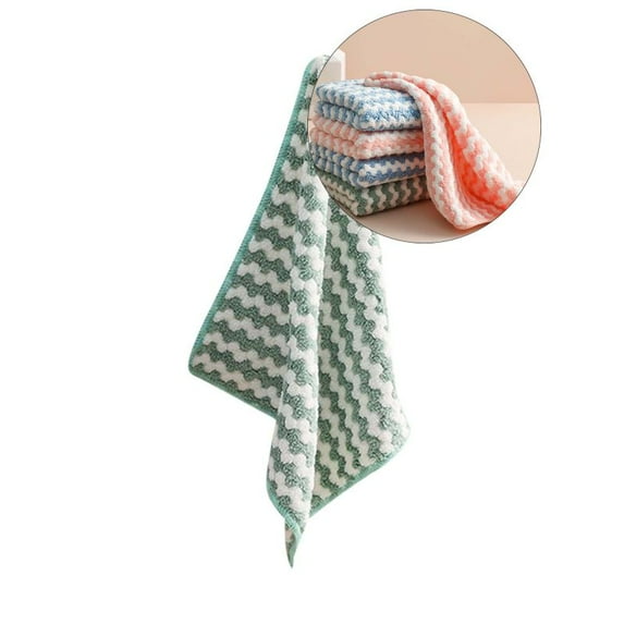 Yoloke Absorbent Microfiber Cleaning Cloth Lint Free Thick Microfiber Towels Dish Rags Colored Stripes Reusable Microfiber Cleaning Rags for Kitchen, Bathroom, Car