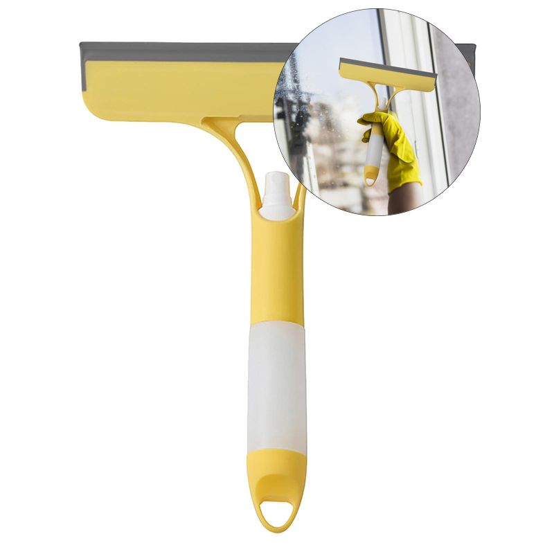 Yoloke All-Purpose Shower Squeegee for Shower Glass Door - with Spray, Washer, Wiper, 3 Functions in 1, Perfect Household Cleaner Tool for Bathroom, Window, Mirror, Tile Wall, Car
