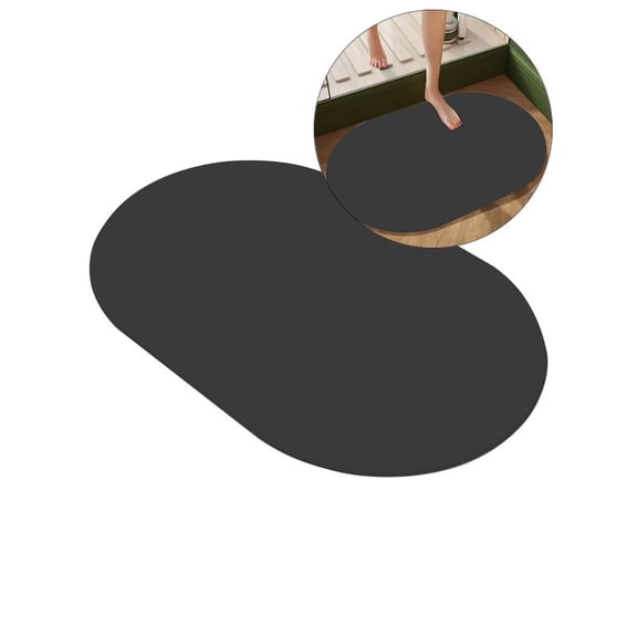 Yoloke Bath Mats Absorbent Diatomaceous Earth Non-Slip Rubber Backed Quick Dry Bathroom Bathmat Outside Bathtub and Shower Low Flat(Black)