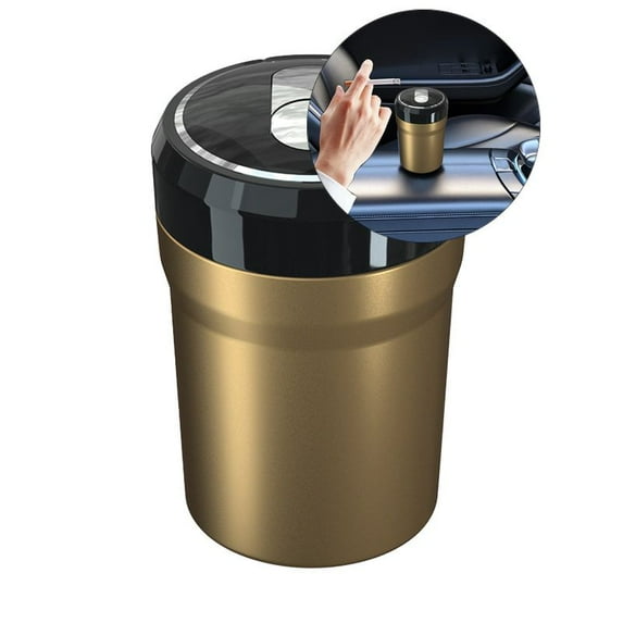 Yoloke Car Ashtray, Portable Smokeless Cylinder Cup Holder Ash Tray, Smokeless Auto Ash Tray with Lid & LED Blue Light for Most Vehicles, Universal Interior Car Accessories