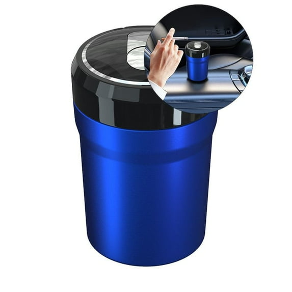 Yoloke Car Ashtray, Portable Smokeless Cylinder Cup Holder Ash Tray, Smokeless Auto Ash Tray with Lid & LED Blue Light for Most Vehicles, Universal Interior Car Accessories