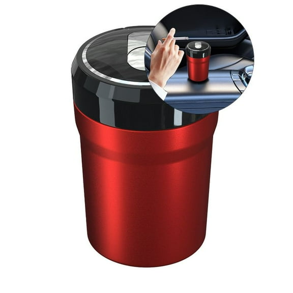 Yoloke Car Ashtray, Portable Smokeless Cylinder Cup Holder Ash Tray, Smokeless Auto Ash Tray with Lid & LED Blue Light for Most Vehicles, Universal Interior Car Accessories