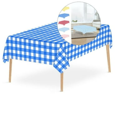 Yoloke Checkered Tablecloth Disposable Gingham Tablecloth, Rectangle Waterproof Plastic Table Cloths for Outdoor Picnic, Birthday, Party, Baby Shower