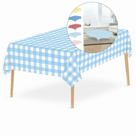 Yoloke Checkered Tablecloth Disposable Gingham Tablecloth, Rectangle Waterproof Plastic Table Cloths for Outdoor Picnic, Birthday, Party, Baby Shower