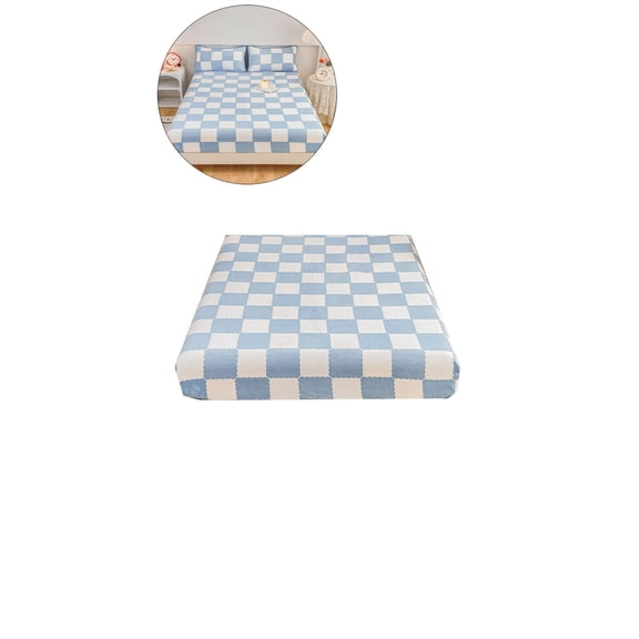 Yoloke Checkers Game Fitted Sheet, Geometric Grid Style Monochrome Squares in Traditional Game Board Design, Bed Cover with All-Round Elastic Deep Pocket for Comfort(48x79Inch)