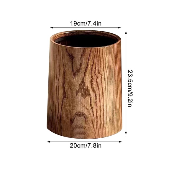 Yoloke Chinese Retro Style Imitation Wood Grain Garbage Can - Large Capacity for Living Room, Kitchen, Bathroom, and Hotel Use