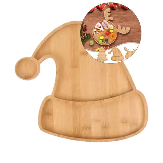 Yoloke Christmas Wood Serving Tray Wooden Platter Rustic Farmhouse Food Dish Plate Table Serving Platter for Christmas Charcuterie Cheese Food Fruit